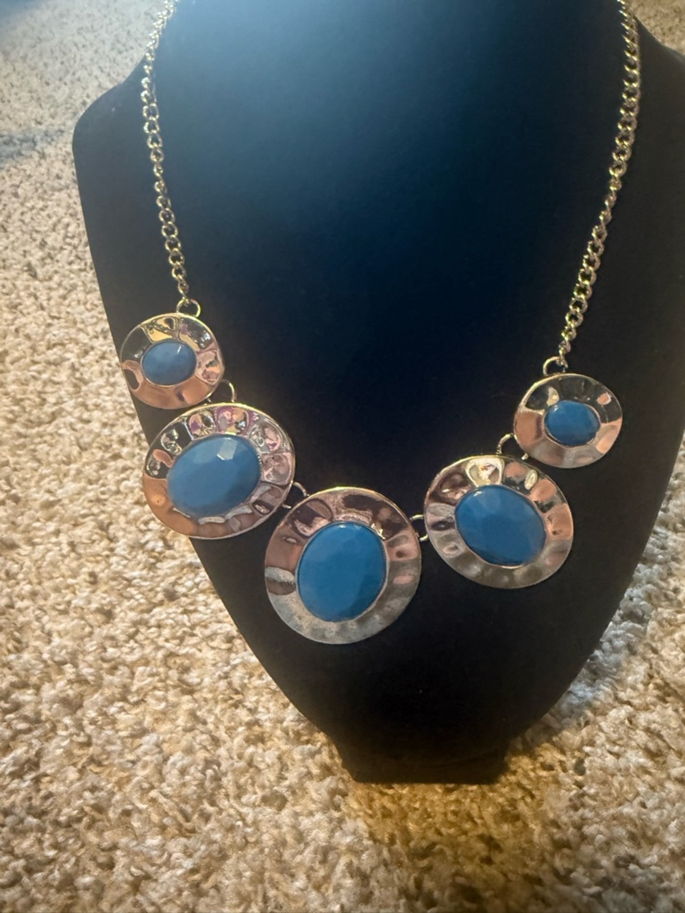 Blue Statement Circle Pendant Necklace - and earrings Women Jewelry 1